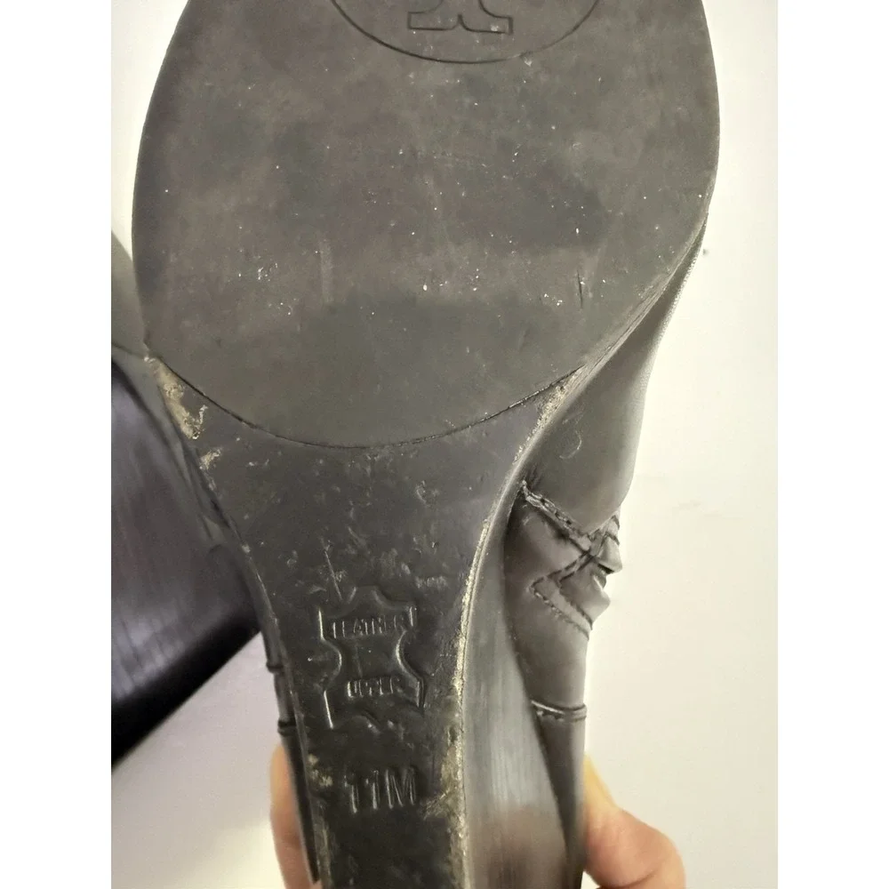 TORY BURCH Milan Wedge Bootie Black‎ Leather Size 11